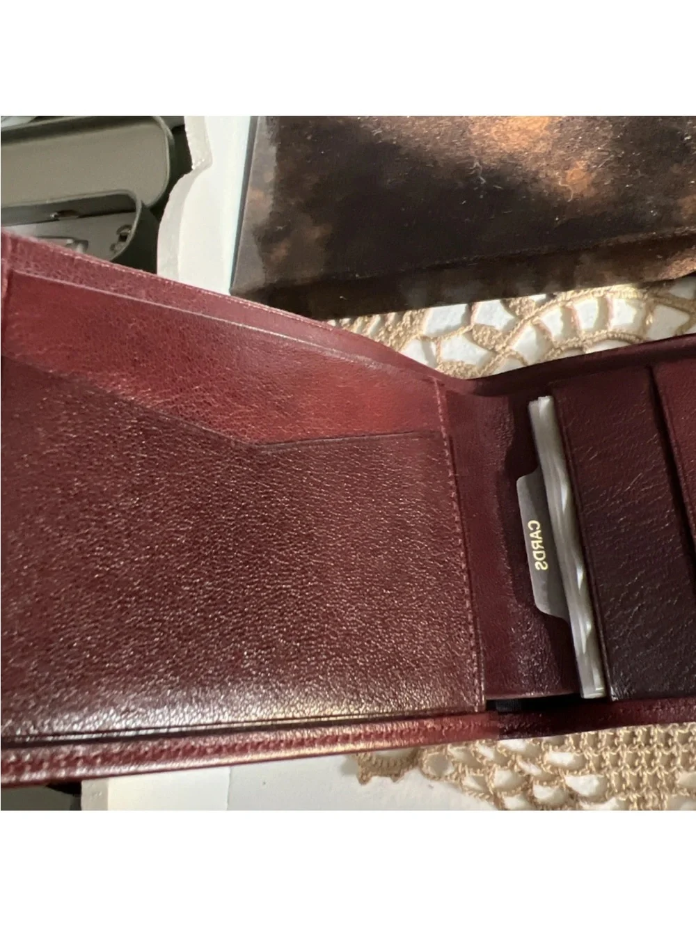Vintage NOS Etienne Aigner Brown Leather Bifold Wallet 4x3 Credit Card Case, Box